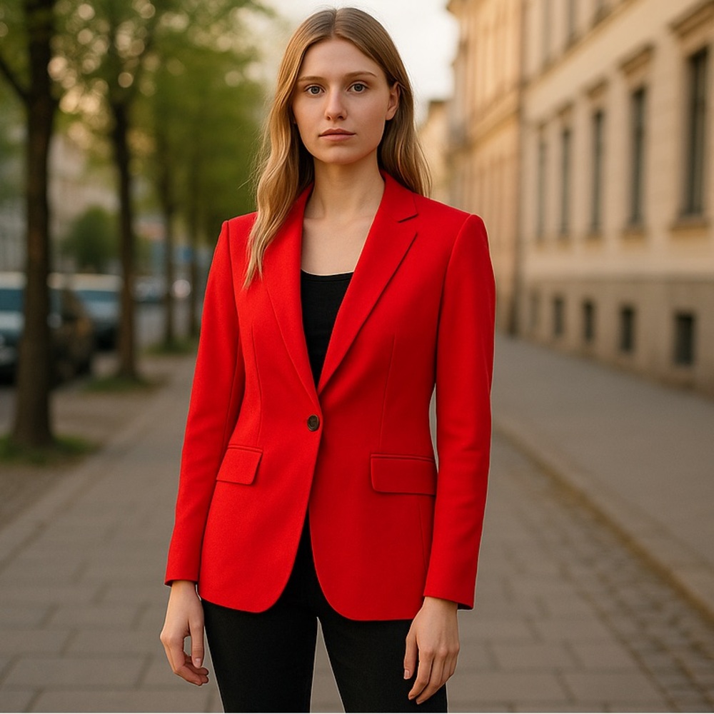 NWT Calvin Klein One Button Notch Lapel Blazer In Color Tomato (Tao )